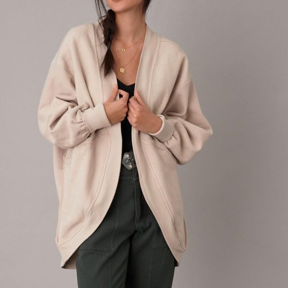 Anthropologie Sweaters - Anthropologie Pilcro Aubrey Draped Cardigan in Sand Size L/XL